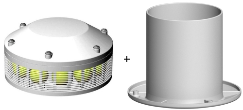 The Air-Only core unit shown next to its flanged vent tube