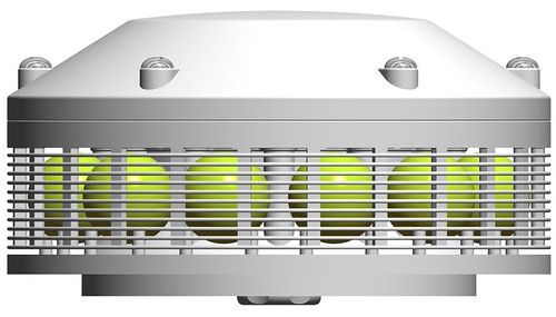 Side view of the Air-Only vent with the yellow-green float balls visible behind the louvered grille